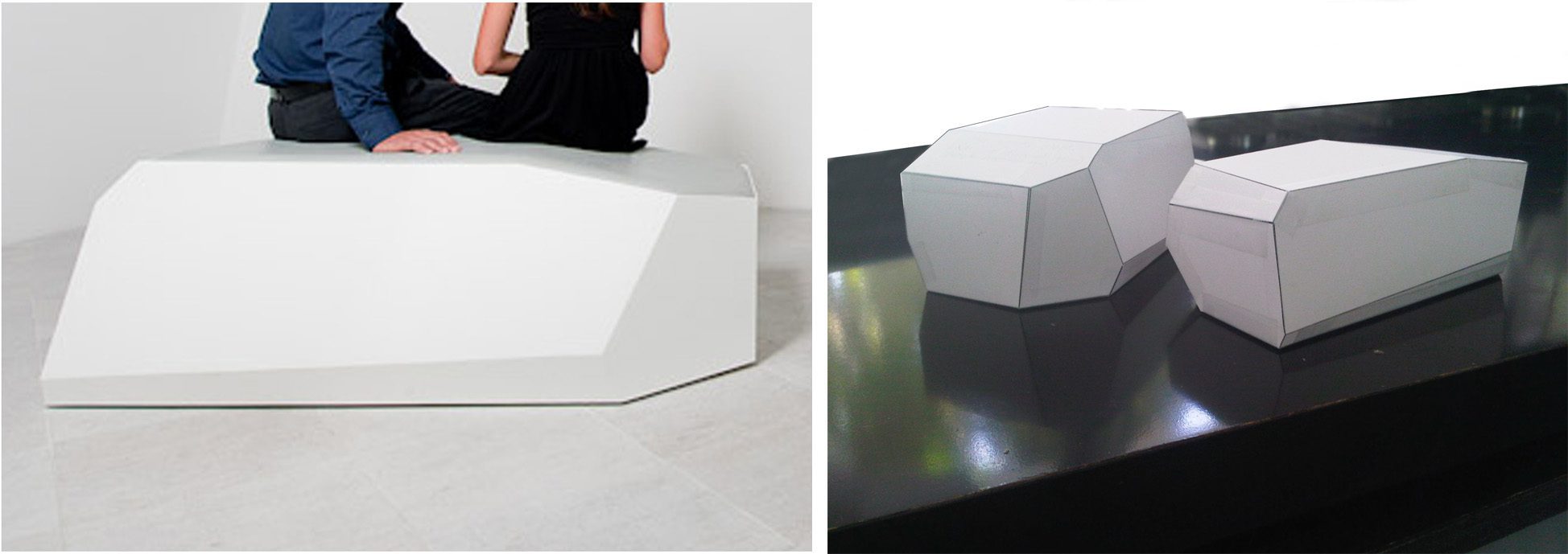 Angular white seating design