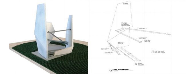 Architectural model and isometric drawing
