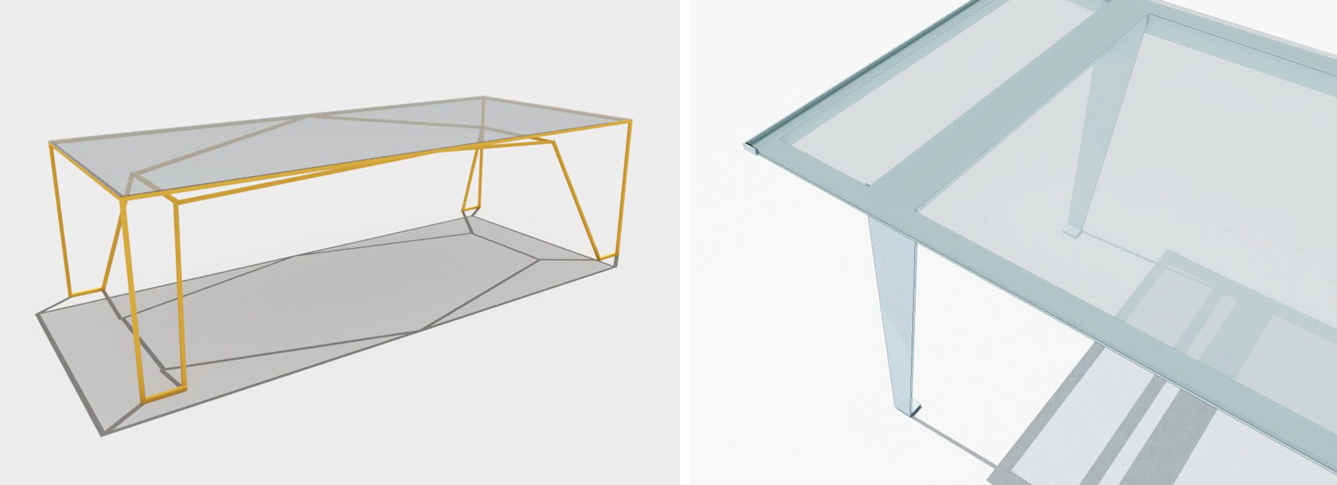 Glass and metal table structure