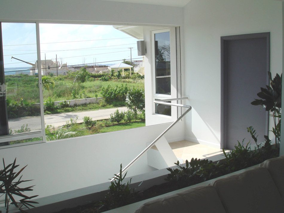 Modern balcony view with greenery