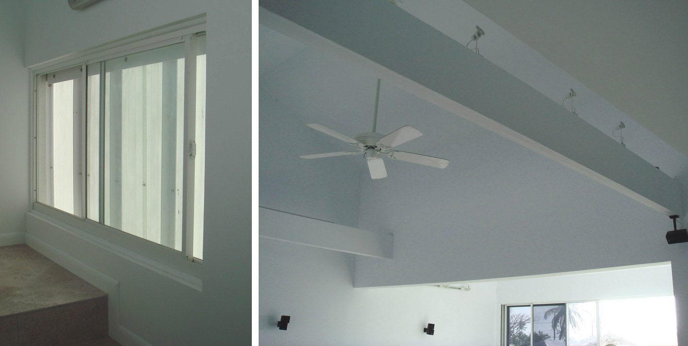 Modern interior with ceiling fan